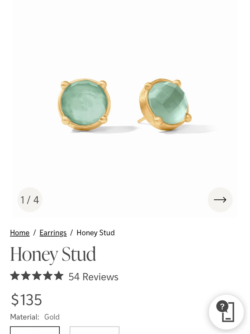 Julie Vos Gold Stud Earrings with Mint Green Stones
